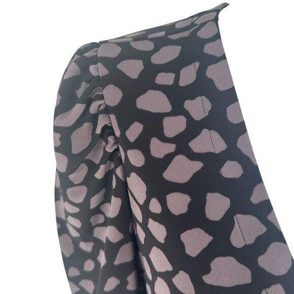 Ann Taylor Dress Womens Petite 2 Black Print Wrap Long Sleeve Jersey Knit NEW - Picture 6 of 16